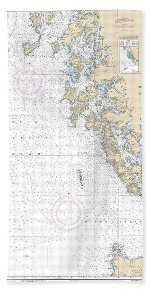 Nautical Chart-17400 Dixon Entrance-chatham Strait - Bath Towel