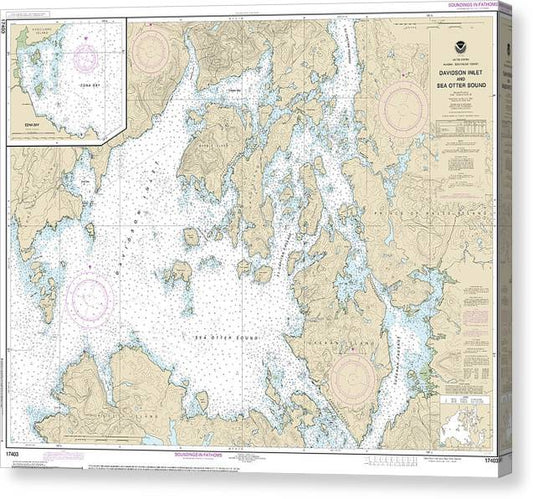 Nautical Chart-17403 Davidson Inlet-Sea Otter Sound, Edna Bay Canvas Print