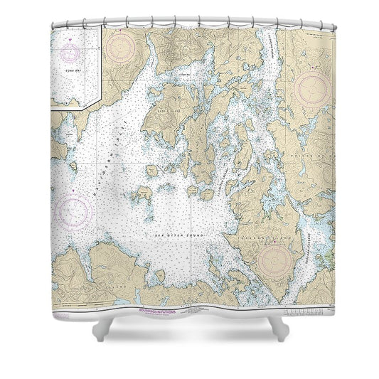 Nautical Chart 17403 Davidson Inlet Sea Otter Sound, Edna Bay Shower Curtain