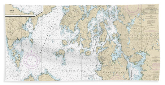 Nautical Chart-17403 Davidson Inlet-sea Otter Sound, Edna Bay - Bath Towel