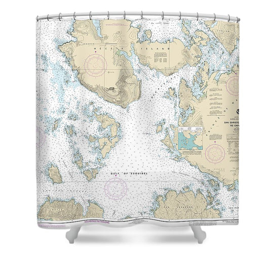 Nautical Chart 17404 San Christoval Channel Cape Lynch Shower Curtain