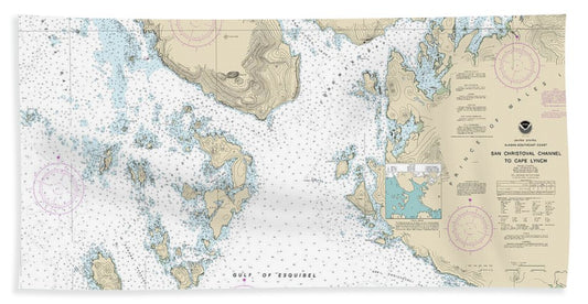 Nautical Chart-17404 San Christoval Channel-cape Lynch - Bath Towel