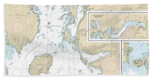 Nautical Chart-17405 Ulloa Channel-san Christoval Channel, North Entrance, Big Salt Lake, Shelter Cove, Craig - Bath Towel