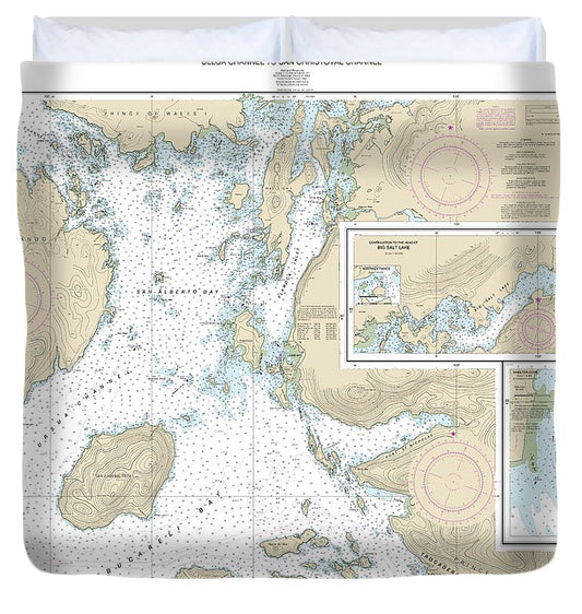 Nautical Chart 17405 Ulloa Channel San Christoval Channel, North Entrance, Big Salt Lake, Shelter Cove, Craig Duvet Cover