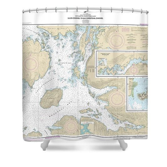 Nautical Chart 17405 Ulloa Channel San Christoval Channel, North Entrance, Big Salt Lake, Shelter Cove, Craig Shower Curtain