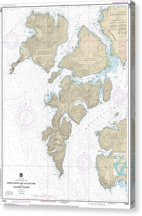 Nautical Chart-17406 Baker, Noyes,-Luluislands-Adjacent Waters Canvas Print