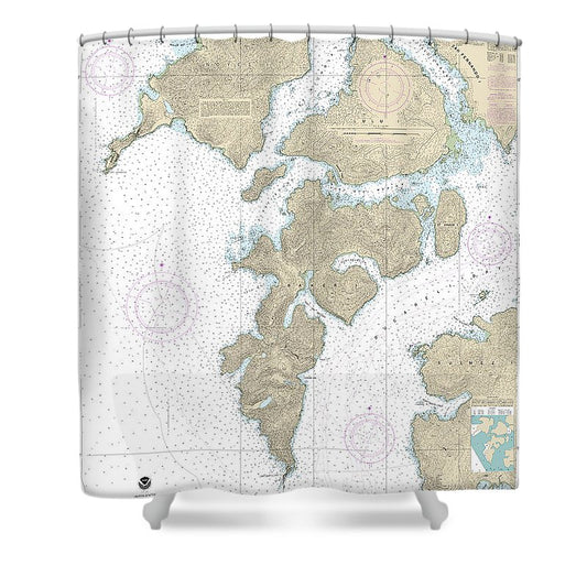 Nautical Chart 17406 Baker, Noyes, Luluislands Adjacent Waters Shower Curtain