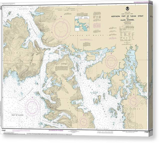 Nautical Chart-17407 Northern Part-Tlevak Strait-Uloa Channel Canvas Print