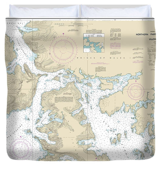 Nautical Chart 17407 Northern Part Tlevak Strait Uloa Channel Duvet Cover