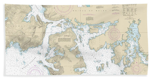 Nautical Chart-17407 Northern Part-tlevak Strait-uloa Channel - Bath Towel