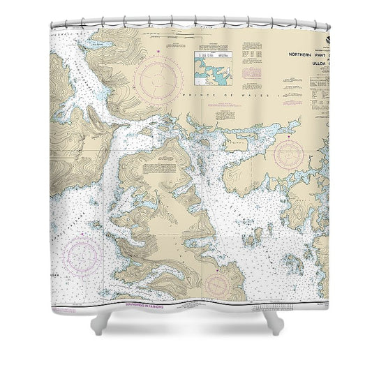 Nautical Chart 17407 Northern Part Tlevak Strait Uloa Channel Shower Curtain