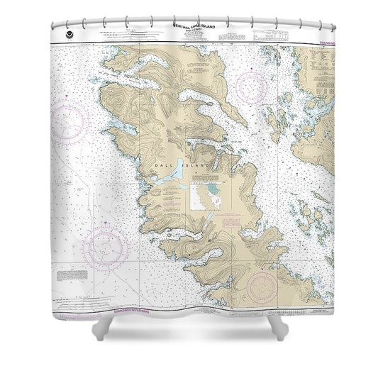 Nautical Chart 17408 Central Dall Island Vicinity Shower Curtain