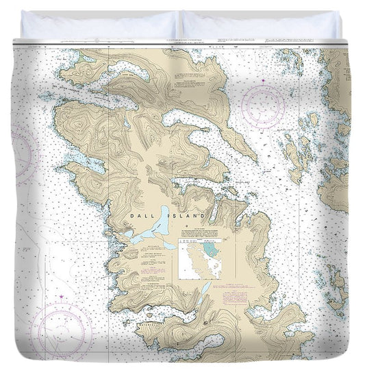 Nautical Chart 17408 Central Dall Island Vicinity Duvet Cover