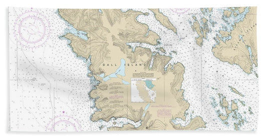 Nautical Chart-17408 Central Dall Island-vicinity - Bath Towel