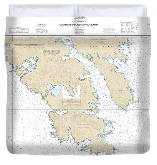 Nautical Chart 17409 Southern Dall Island Vicinity Duvet Cover