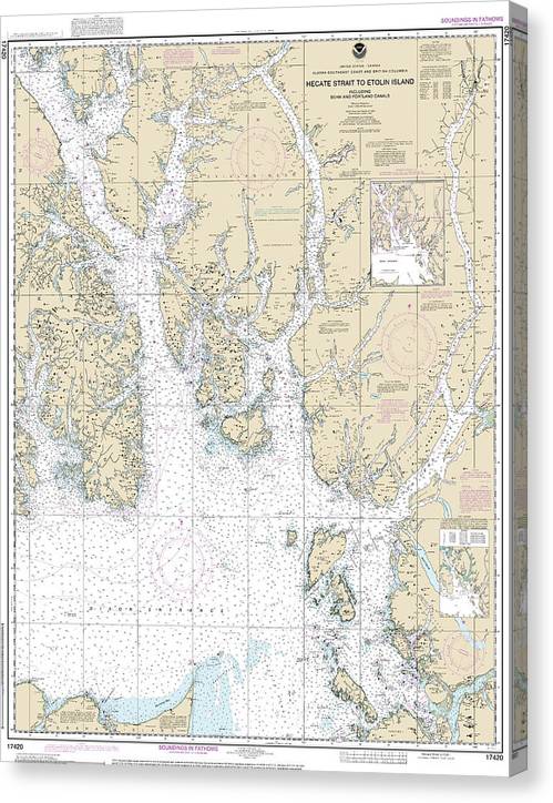 Nautical Chart-17420 Hecate Strait-Etolin Island, Including Behm-Portland Canals Canvas Print