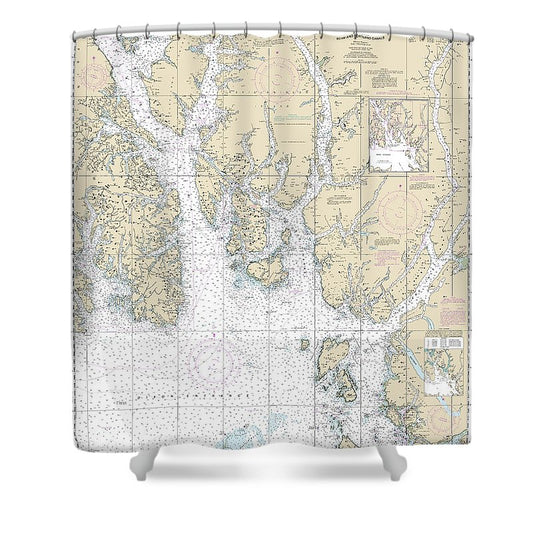 Nautical Chart 17420 Hecate Strait Etolin Island, Including Behm Portland Canals Shower Curtain