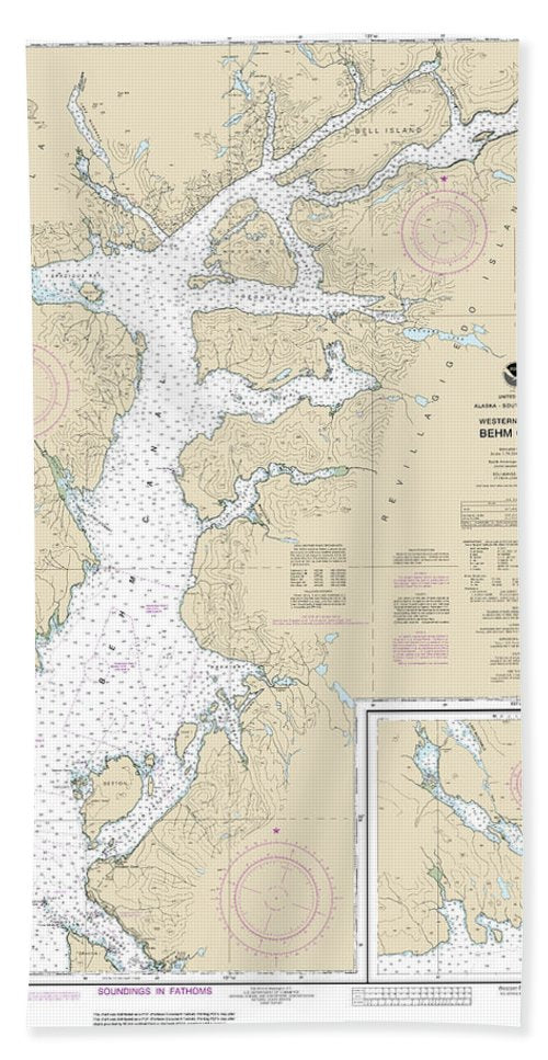 Nautical Chart-17422 Behm Canal-western Part, Yes Bay - Bath Towel