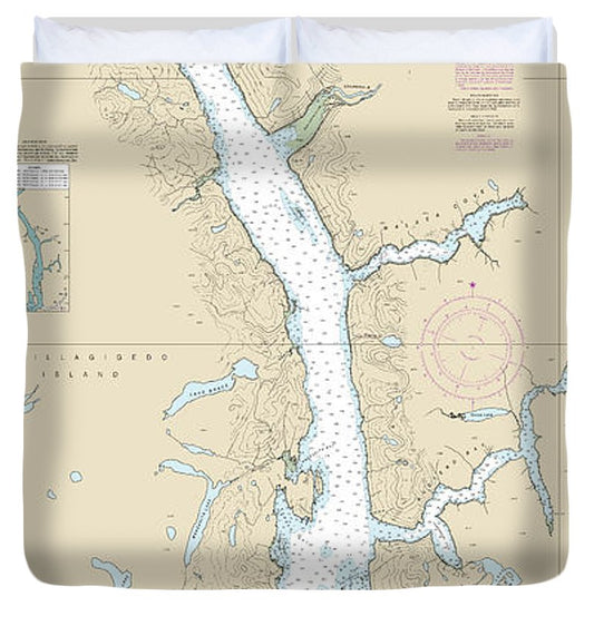 Nautical Chart 17424 Behm Canal Eastern Part Duvet Cover