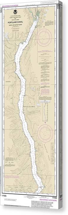 Nautical Chart-17425 Portland Canal-North-Hattie Island Canvas Print