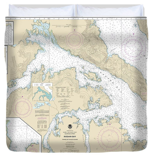 Nautical Chart 17426 Kasaan Bay, Clarence Strait, Hollis Anchorage, Eastern Part, Lyman Anchorage Duvet Cover