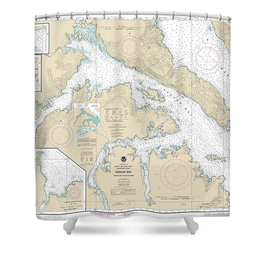 Nautical Chart 17426 Kasaan Bay, Clarence Strait, Hollis Anchorage, Eastern Part, Lyman Anchorage Shower Curtain