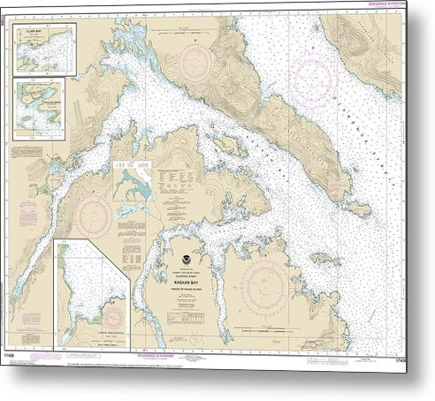 A beuatiful Metal Print of the Nautical Chart-17426 Kasaan Bay, Clarence Strait, Hollis Anchorage, Eastern Part, Lyman Anchorage - Metal Print by SeaKoast.  100% Guarenteed!