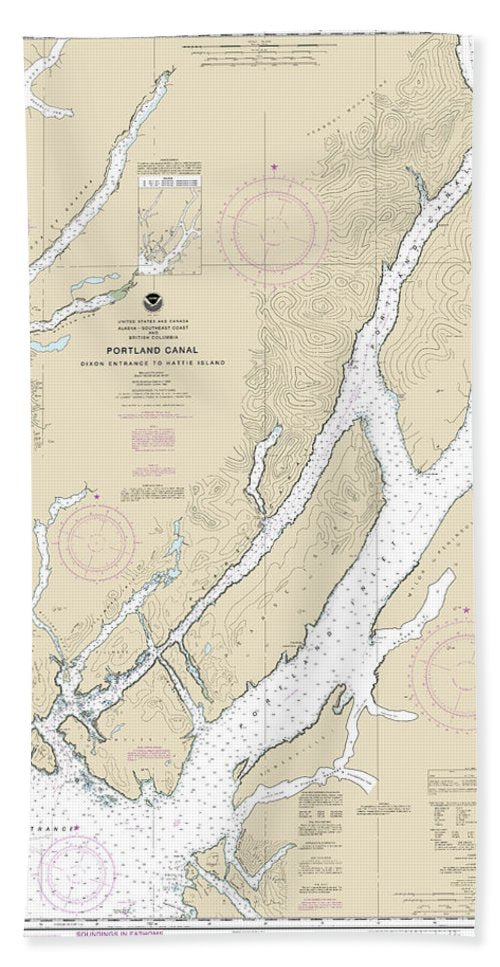 Nautical Chart-17427 Portland Canal - Dixon Entrance-hattie I - Bath Towel
