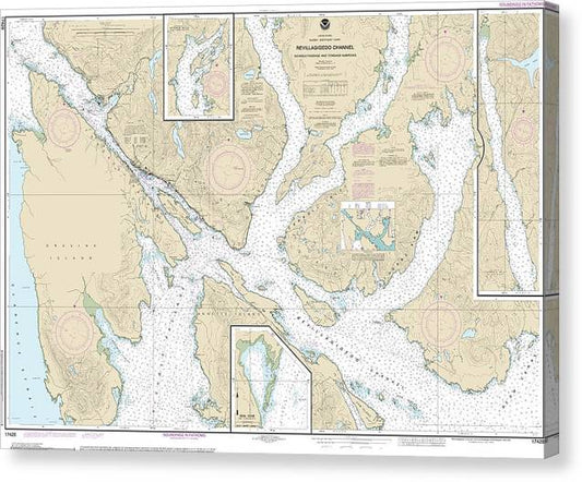 Nautical Chart-17428 Revillagigedo Channel, Nichols Passage,-Tongass Narrows, Seal Cove, Ward Cove Canvas Print