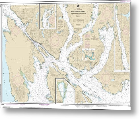 A beuatiful Metal Print of the Nautical Chart-17428 Revillagigedo Channel, Nichols Passage,-Tongass Narrows, Seal Cove, Ward Cove - Metal Print by SeaKoast.  100% Guarenteed!