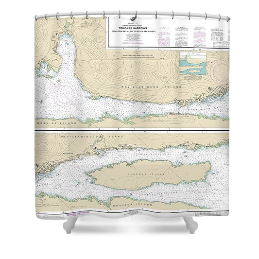 Nautical Chart 17430 Tongass Narrows Shower Curtain