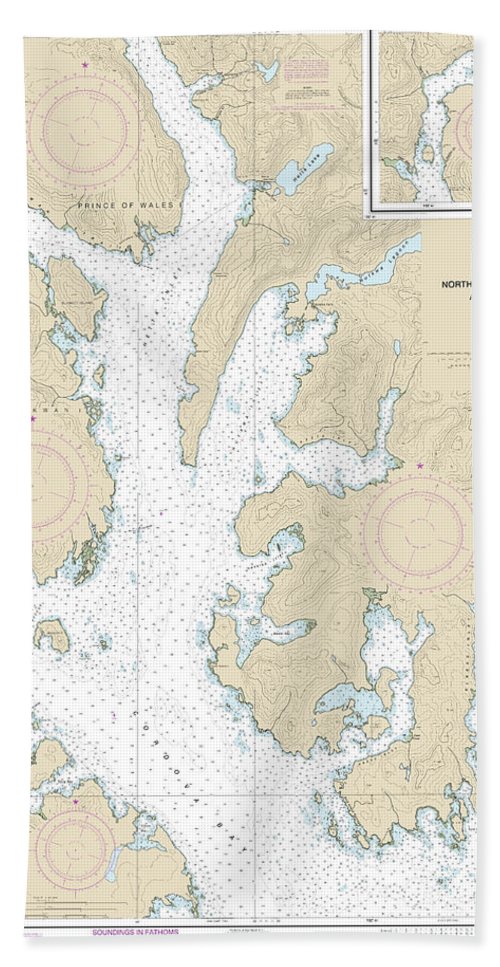 Nautical Chart-17431 N End-cordova Bay-hetta Inlet - Bath Towel