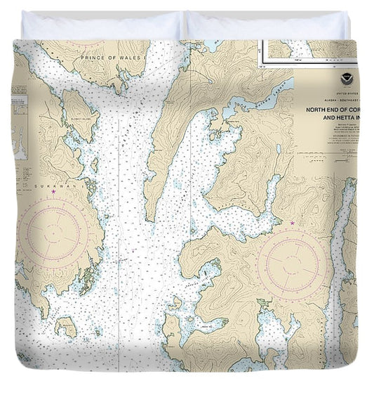 Nautical Chart 17431 N End Cordova Bay Hetta Inlet Duvet Cover