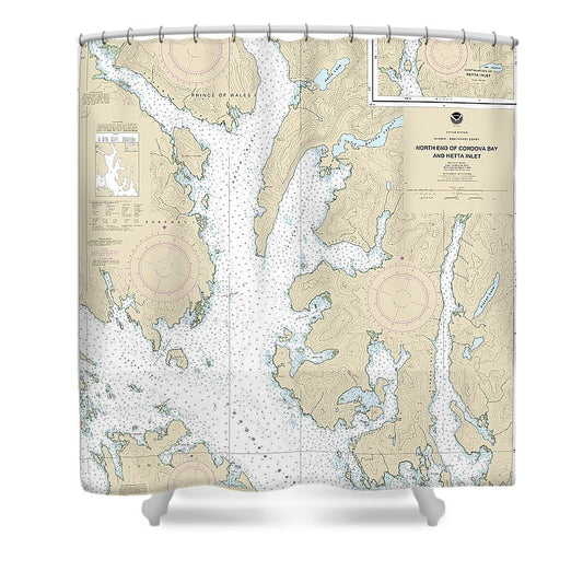 Nautical Chart 17431 N End Cordova Bay Hetta Inlet Shower Curtain