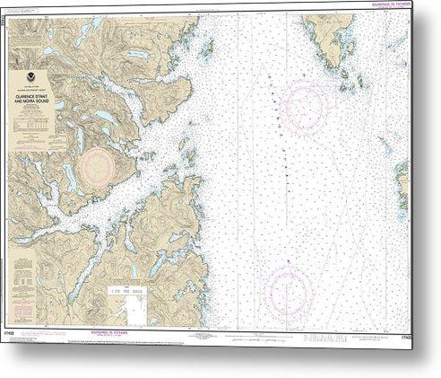 A beuatiful Metal Print of the Nautical Chart-17432 Clarence Strait-Moira Sound - Metal Print by SeaKoast.  100% Guarenteed!