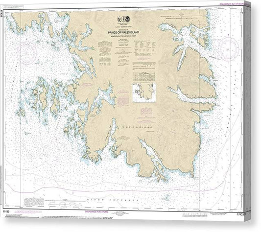 Nautical Chart-17433 Kendrick Bay-Shipwreck Point, Prince-Wales Island Canvas Print