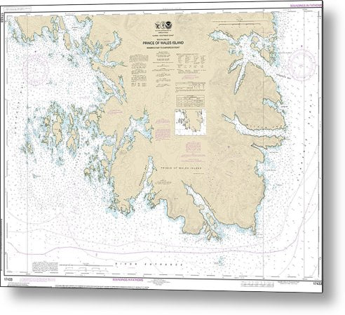 A beuatiful Metal Print of the Nautical Chart-17433 Kendrick Bay-Shipwreck Point, Prince-Wales Island - Metal Print by SeaKoast.  100% Guarenteed!