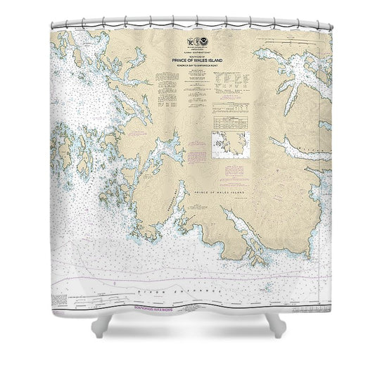 Nautical Chart 17433 Kendrick Bay Shipwreck Point, Prince Wales Island Shower Curtain