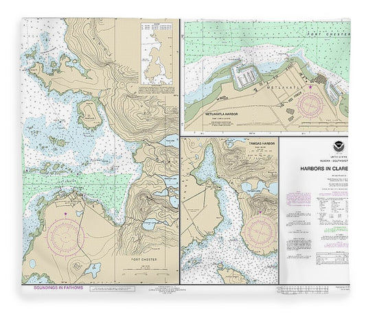 Nautical Chart 17435 Harbors In Clarence Strait Port Chester, Annette Island, Tamgas Harbor, Annette Island, Metlakatla Harbor Blanket