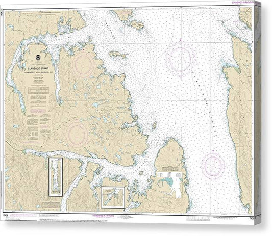 Nautical Chart-17436 Clarence Strait, Cholmondeley Sound-Skowl Arm Canvas Print