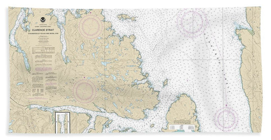 Nautical Chart-17436 Clarence Strait, Cholmondeley Sound-skowl Arm - Bath Towel