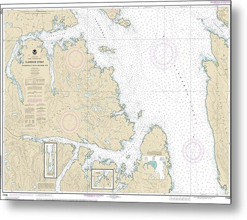 A beuatiful Metal Print of the Nautical Chart-17436 Clarence Strait, Cholmondeley Sound-Skowl Arm - Metal Print by SeaKoast.  100% Guarenteed!