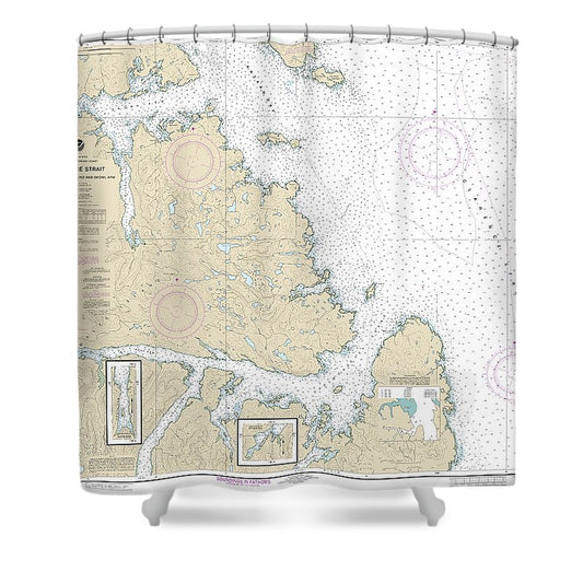 Nautical Chart 17436 Clarence Strait, Cholmondeley Sound Skowl Arm Shower Curtain
