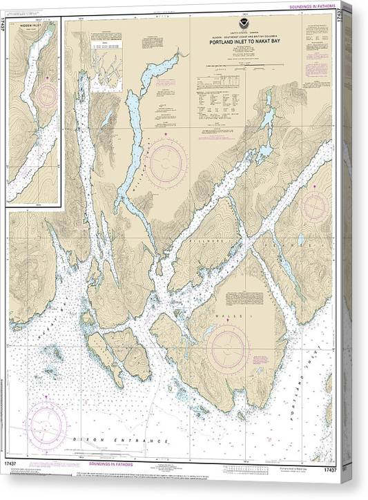 Nautical Chart-17437 Portland Inlet-Nakat Bay Canvas Print