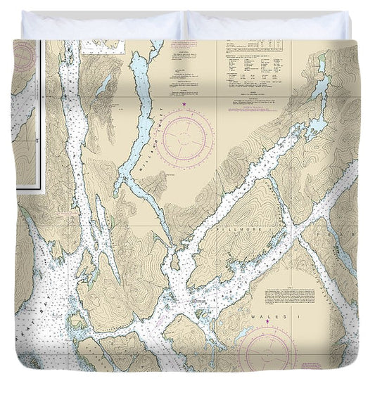 Nautical Chart 17437 Portland Inlet Nakat Bay Duvet Cover