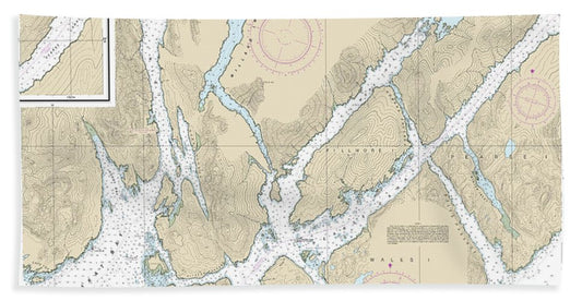 Nautical Chart-17437 Portland Inlet-nakat Bay - Bath Towel
