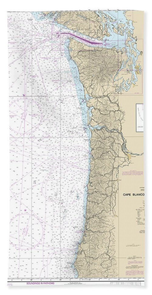 Nautical Chart-18003 Cape Blanco-cape Flattery - Beach Towel