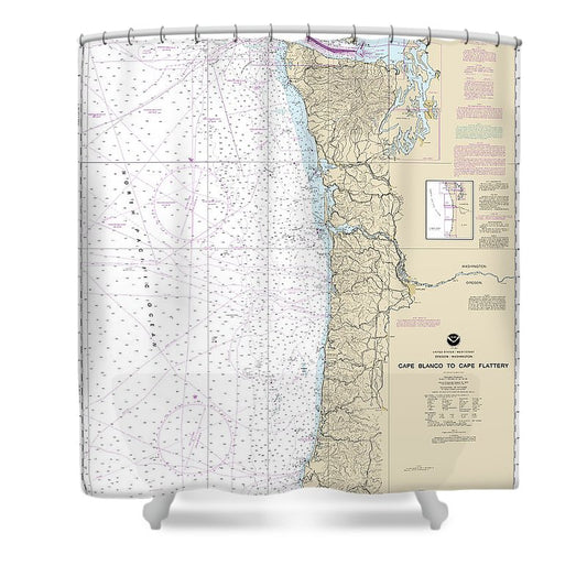 Nautical Chart 18003 Cape Blanco Cape Flattery Shower Curtain
