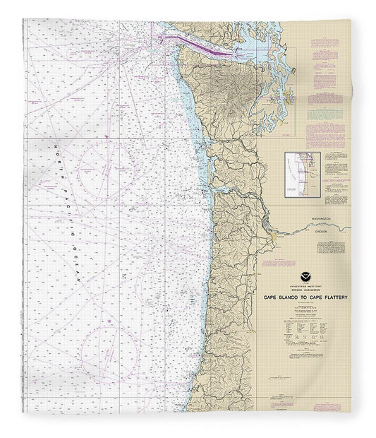 Nautical Chart 18003 Cape Blanco Cape Flattery Blanket