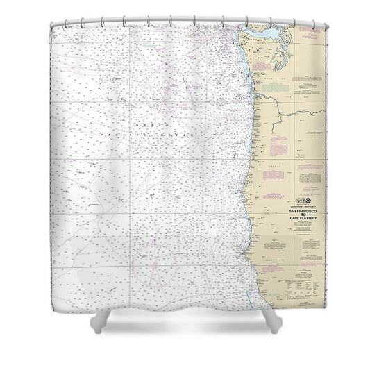 Nautical Chart 18007 San Francisco Cape Flattery Shower Curtain
